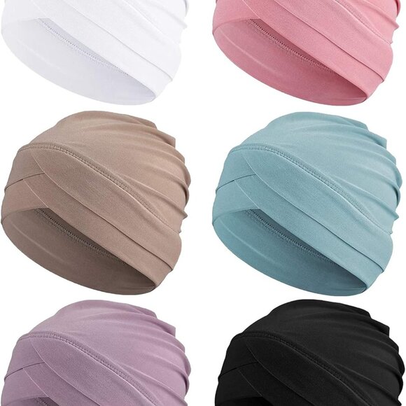 6 Pcs Women Turban Hats Cancer Headwear Cancer Sleep Cap Lightweight Stretchy Tu